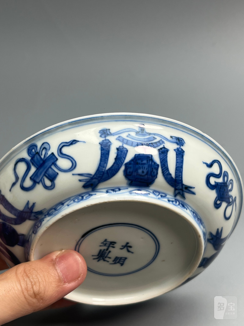 明万历  青花“胡人献宝”图盘 - 图7